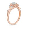 Previously Owned - 0.15 CT. T.W. Diamond Flower Double Frame Shank Ring in 10K Rose Gold