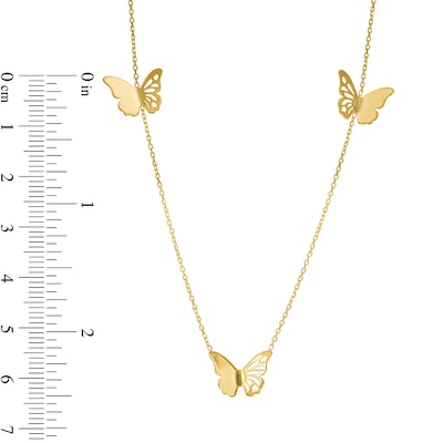 Previously Owned - Triple Butterfly Station Necklace in 14K Gold