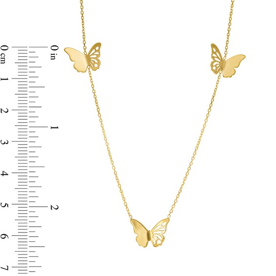 Previously Owned - Triple Butterfly Station Necklace in 14K Gold