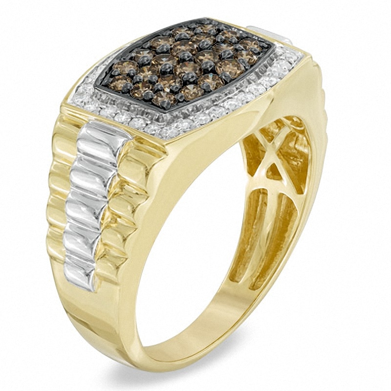 Previously Owned - Men's 1.00 CT. T.W. Champagne and White Diamond Ring in 10K Gold|Peoples Jewellers