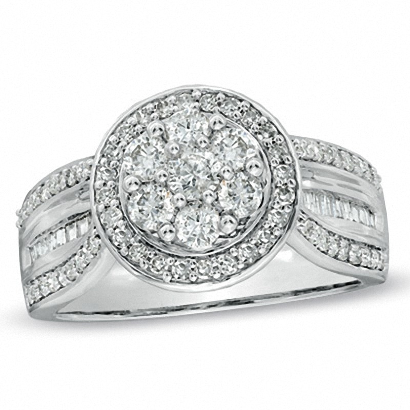 Previously Owned - 1.00 CT. T.W. Diamond Cluster Frame Ring in 10K White Gold|Peoples Jewellers