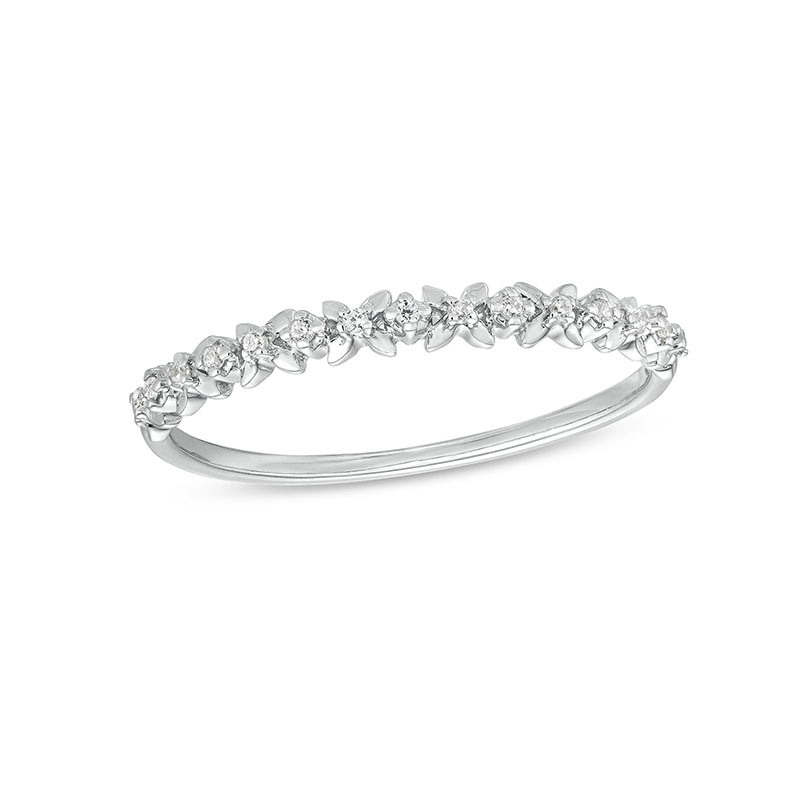 Main Image 1 of Previously Owned - Diamond Accent &quot;X&quot; Flower Band in 10K White Gold