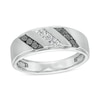 Thumbnail Image 0 of Previously Owned - Men's 0.40 CT. T.W. Black and White Diamond Slanted Triple Row Band in Sterling Silver