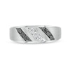 Thumbnail Image 3 of Previously Owned - Men's 0.40 CT. T.W. Black and White Diamond Slanted Triple Row Band in Sterling Silver