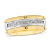 Thumbnail Image 0 of Previously Owned - Men's 0.115 CT. T.W. Diamond Grooved Wedding Band in Tungsten with Yellow IP - Size 10