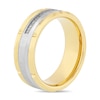 Thumbnail Image 1 of Previously Owned - Men's 0.115 CT. T.W. Diamond Grooved Wedding Band in Tungsten with Yellow IP - Size 10