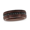 Previously Owned - Men's Black Sapphire Inlay Brushed Wedding Band in Tungsten with Brown Ion-Plate (1 Line)