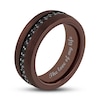 Previously Owned - Men's Black Sapphire Inlay Brushed Wedding Band in Tungsten with Brown Ion-Plate (1 Line)