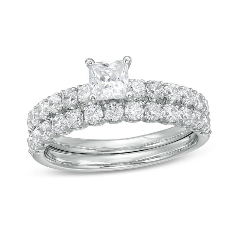 Previously Owned - 1.50 CT. T.W. Princess-Cut Diamond Bridal Set in 14K White Gold|Peoples Jewellers