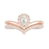 Previously Owned - 0.50 CT. T.W. Pear-Shaped Diamond Frame Chevron Bridal Set in 14K Rose Gold