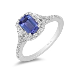 Previously Owned - Enchanted Disney Ariel Tanzanite and 0.37 CT. T.W. Diamond Frame Engagement Ring in 14K White Gold