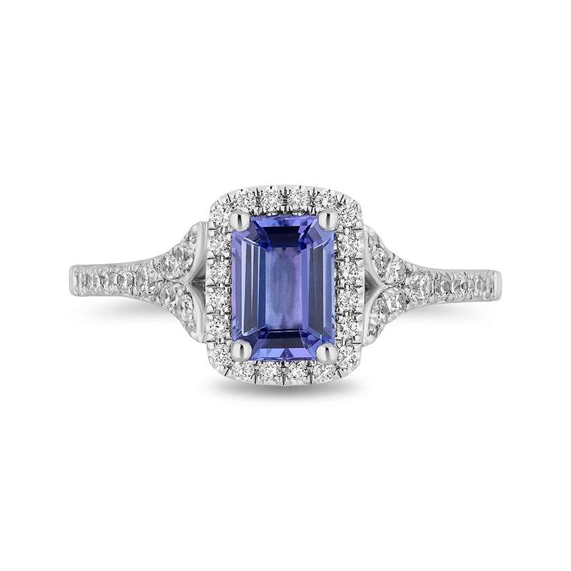 Previously Owned - Enchanted Disney Ariel Tanzanite and 0.37 CT. T.W. Diamond Frame Engagement Ring in 14K White Gold|Peoples Jewellers