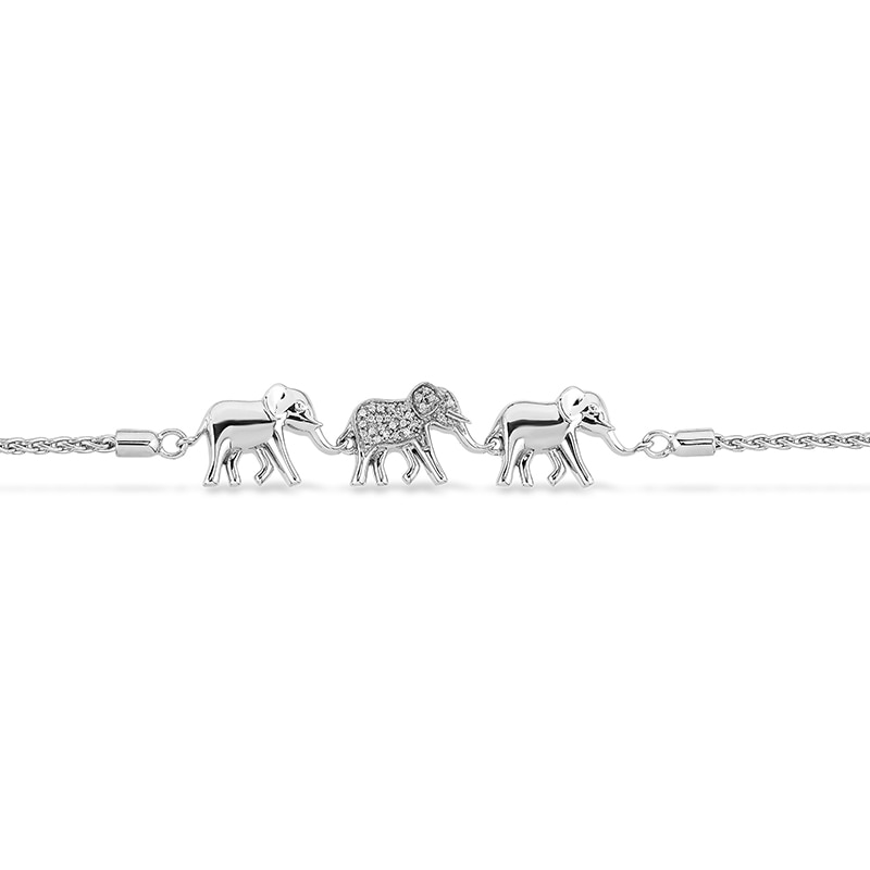 Previously Owned - Disney Treasures The Lion King 0.04 CT. T.W. Diamond Elephant Family Bolo Bracelet in Sterling Silver