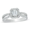 Previously Owned - Vera Wang Love Collection 0.95 CT. T.W. Emerald-Cut Diamond Split Shank Ring in 14K White Gold