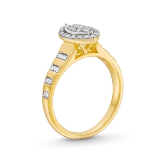 0.085 CT. T.W. Marquise Multi-Diamond Frame Promise Ring in Sterling Silver with 14K Gold Plate