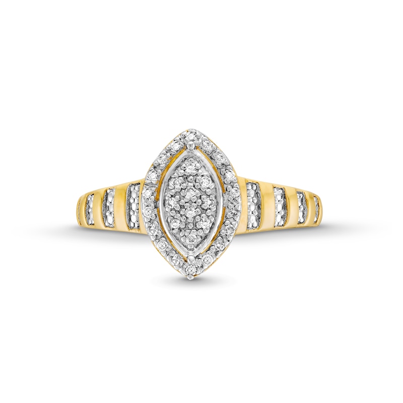 0.085 CT. T.W. Marquise Multi-Diamond Frame Promise Ring in Sterling Silver with 14K Gold Plate|Peoples Jewellers