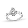 Thumbnail Image 0 of 0.115 CT. T.W. Pear-Shaped Multi-Diamond Frame Twist Shank Promise Ring in Sterling Silver