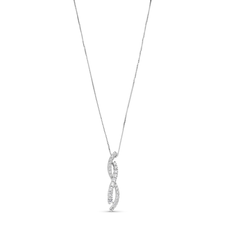 0.75 CT. T.W. Certified Lab-Created Diamond Criss-Cross Infinity Pendant in 14K White Gold (F/SI2)|Peoples Jewellers