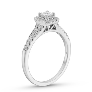 0.49 CT. T.W. Princess-Cut Diamond Cushion-Shaped Frame Engagement Ring in 10K White Gold