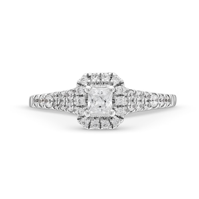 0.49 CT. T.W. Princess-Cut Diamond Cushion-Shaped Frame Engagement Ring in 10K White Gold