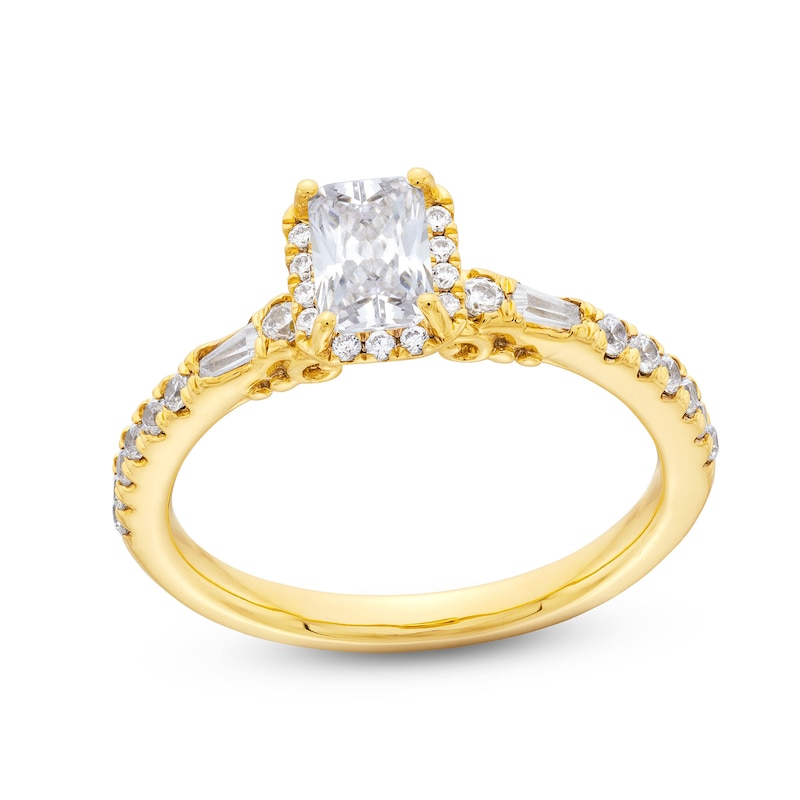 Radiant-Cut Canadian Certified Centre Diamond 1.10 CT. T.W. Frame Engagement Ring in 18K Gold (I/SI2)|Peoples Jewellers