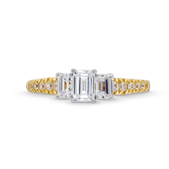 1.00 CT. T.W. Emerald-Cut Diamond Past Present Future® Engagement Ring in 14K Gold