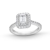 Thumbnail Image 0 of Vera Wang Love Collection 1.29 CT. T.W. Emerald-Cut Diamond Double Frame Engagement Ring in 14K White Gold