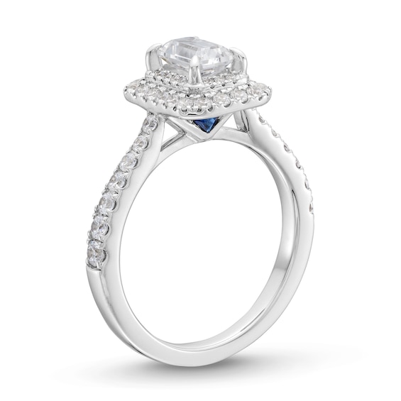 Vera Wang Love Collection 1.29 CT. T.W. Emerald-Cut Diamond Double Frame Engagement Ring in 14K White Gold