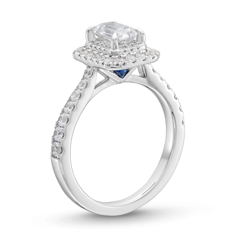 Vera Wang Love Collection 1.29 CT. T.W. Emerald-Cut Diamond Double Frame Engagement Ring in 14K White Gold|Peoples Jewellers