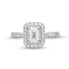 Thumbnail Image 3 of Vera Wang Love Collection 1.29 CT. T.W. Emerald-Cut Diamond Double Frame Engagement Ring in 14K White Gold