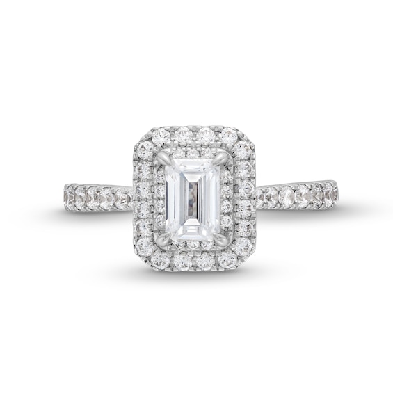 Vera Wang Love Collection 1.29 CT. T.W. Emerald-Cut Diamond Double Frame Engagement Ring in 14K White Gold