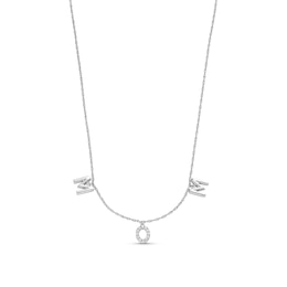 0.05 CT. T.W. Diamond &quot;MOM&quot; Station Necklace in Sterling Silver