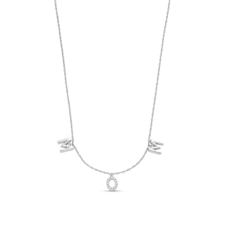 0.05 CT. T.W. Diamond "MOM" Station Necklace in Sterling Silver