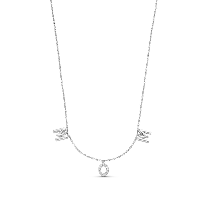 0.05 CT. T.W. Diamond "MOM" Station Necklace in Sterling Silver|Peoples Jewellers