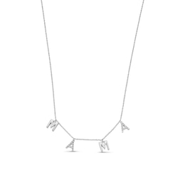 0.05 CT. T.W. Diamond &quot;MAMA&quot; Station Necklace in Sterling Silver
