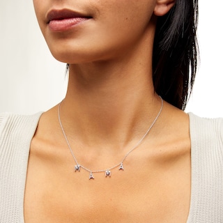 0.05 CT. T.W. Diamond "MAMA" Station Necklace in Sterling Silver