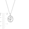 Thumbnail Image 2 of 0.08 CT. T.W. Diamond Oval Frame Family Tree Pendant in Sterling Silver