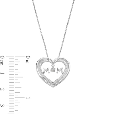 Unstoppable Love™ 0.05 CT. T.W. Diamond Double Heart "MOM" Pendant in Sterling Silver