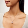 Unstoppable Love™ 5.0mm Swiss Blue Topaz and White Lab-Created Sapphire Intertwined Teardrop Pendant in Sterling Silver