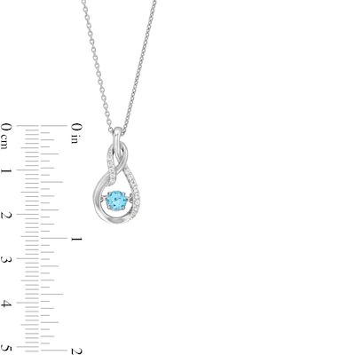 Unstoppable Love™ 5.0mm Swiss Blue Topaz and White Lab-Created Sapphire Intertwined Teardrop Pendant in Sterling Silver