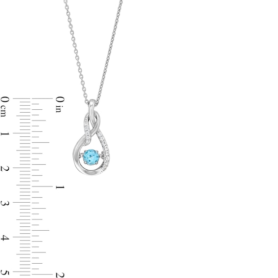 Unstoppable Love™ 5.0mm Swiss Blue Topaz and White Lab-Created Sapphire Intertwined Teardrop Pendant in Sterling Silver