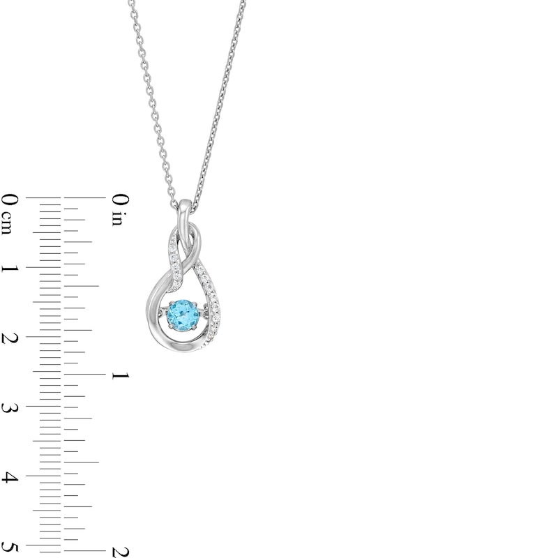 Unstoppable Love™ 5.0mm Swiss Blue Topaz and White Lab-Created Sapphire Intertwined Teardrop Pendant in Sterling Silver|Peoples Jewellers