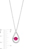 Unstoppable Love™ 6.0mm Lab-Created Ruby and White Lab-Created Sapphire Teardrop Pendant in Sterling Silver