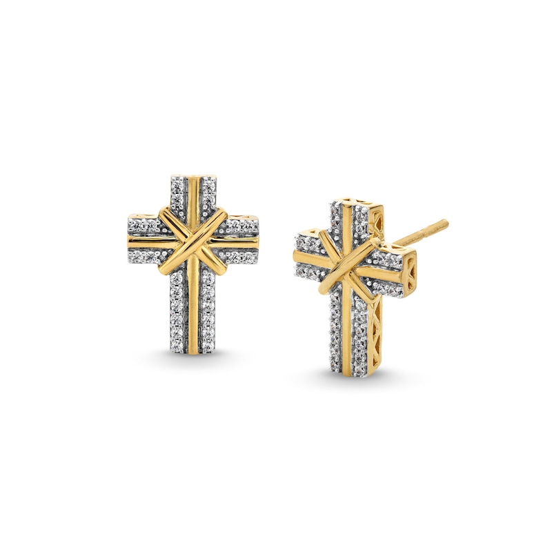 0.20 CT. T.W. Diamond Cross Stud Earrings in 10K Gold|Peoples Jewellers