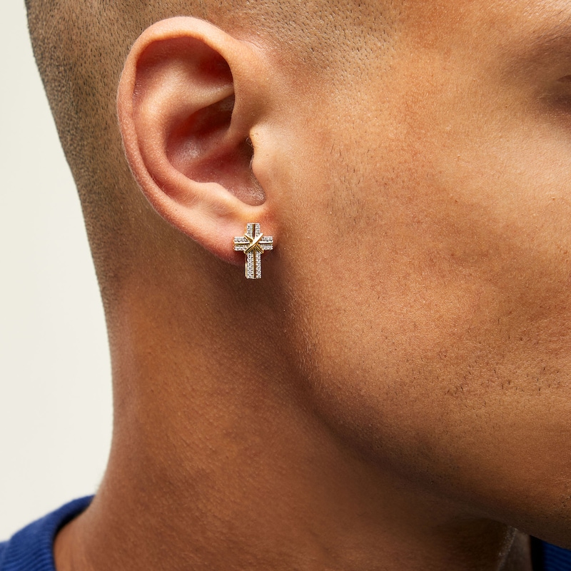 0.20 CT. T.W. Diamond Cross Stud Earrings in 10K Gold|Peoples Jewellers