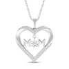 Thumbnail Image 1 of 4.0mm White Lab-Created Sapphire &quot;MOM&quot; Heart Pendant in Sterling Silver