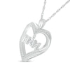 Thumbnail Image 2 of 4.0mm White Lab-Created Sapphire &quot;MOM&quot; Heart Pendant in Sterling Silver