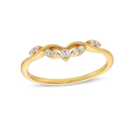 0.12 CT. T.W. Diamond Contour Leaf Vine Anniversary Band in 14K Gold