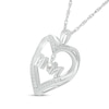 Thumbnail Image 1 of 4.0mm Freshwater Cultured Pearl and White Lab-Created Sapphire "MOM" Heart Pendant in Sterling Silver