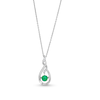 Thumbnail Image 0 of Unstoppable Love™ 5.0mm Lab-Created Emerald and White Lab-Created Sapphire Twist Teardrop Pendant in Sterling Silver